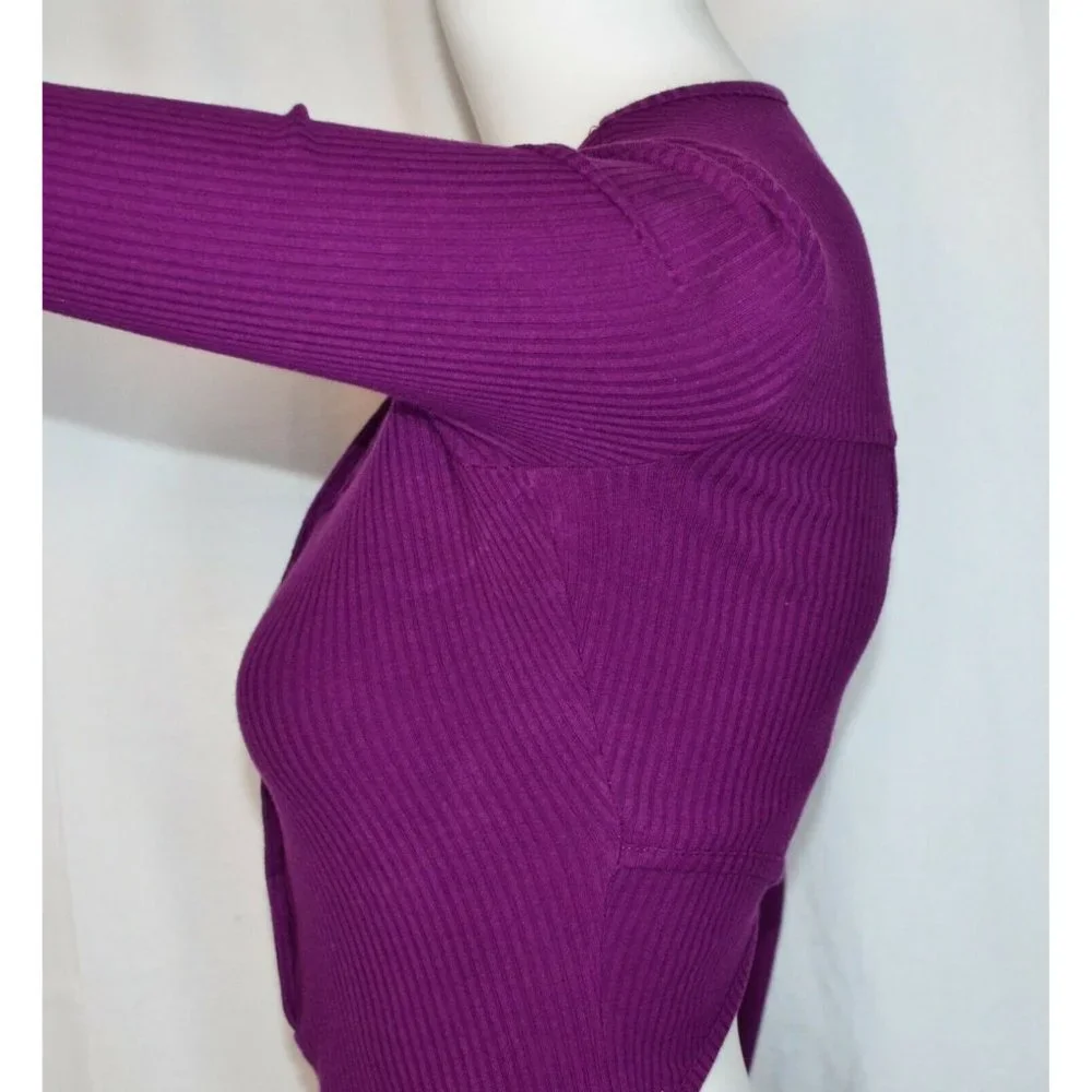 Bebe Bodycon Ribbed Cutout Back Long Sleeve Dress Purple Size S/P